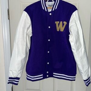 WASHINGTON HUSKIES Homefield Purple/White Varsity Letterman Jacket (L)